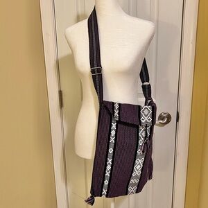 Oland Outdoors Purple Crossbody Boho Fabric Shoulder Bag w/Adjustable Strap